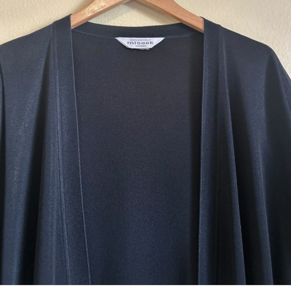 Misook Cardigan Sweater Knit Liquid Black Open Front Minimalist Plus Size 1X - Picture 4 of 14